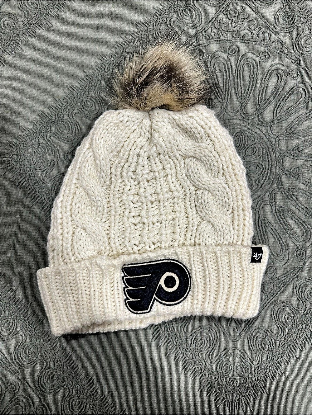 47 Flyers Cable Knit Pom Beanie